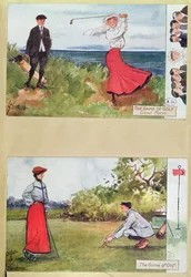 Cartes postales représentant le jeu de golf, début du 20e siècle
